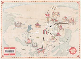 PAUL DAVIS (1938- ) Map of Russia with Czars.